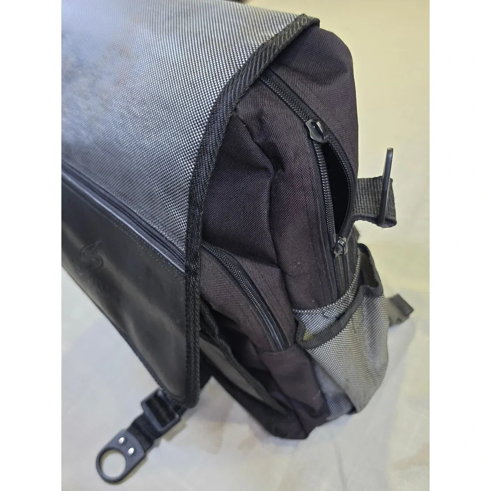 Leeds Sirius Computer Solutions Laptop Backpack Black Gray Canvas Tech Bag